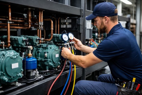 Boyer technician servicing commercial refrigeration
